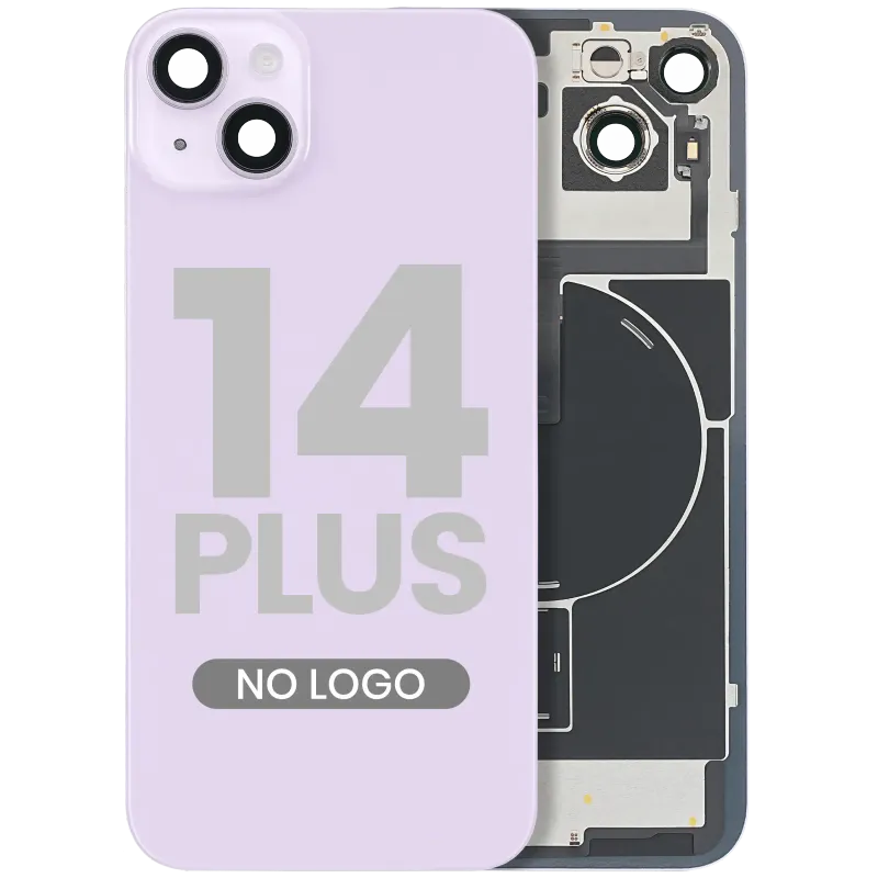 Zadní sklo s magnetem MagSafe, NFC a flexem blesku pro iPhone 14 Plus (Aftermarket) (bez loga) (fialová)