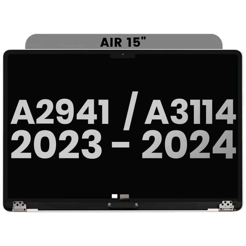Kompletní LCD displej pro MacBook Air 15" (A2941 / Mid 2023) / Air 15" (A3114 / Mid 2024) (předinstalovaný kabel senzoru úhlu víka) (originál z vyřazeného zařízení, stav A) (vesmírně šedá)