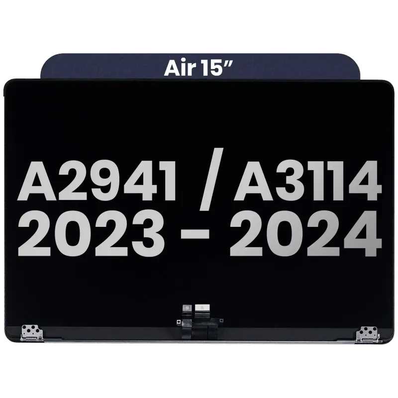 Kompletní LCD displej pro MacBook Air 15" (A2941 / Mid 2023) / Air 15" (A3114 / Mid 2024) (předinstalovaný kabel senzoru úhlu víka) (originál z vyřazeného zařízení, stav A) (temně inkoustová)