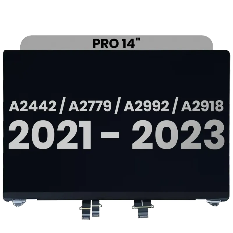 Kompletní LCD displej pro MacBook Pro 14" (A2442 / Late 2021) / (A2779 / Late 2023) / (A2918 / Late 2023) (předinstalovaný kabel senzoru úhlu víka) (originál z vyřazeného zařízení, stav A) (vesmírně šedá)