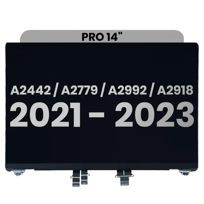 Kompletní LCD displej pro MacBook Pro 14" (A2442 / Late 2021) / (A2779 / Late 2023) / (A2918 / Late 2023) (předinstalovaný kabel senzoru úhlu víka) (originál z vyřazeného zařízení, stav B) (vesmírně šedá)