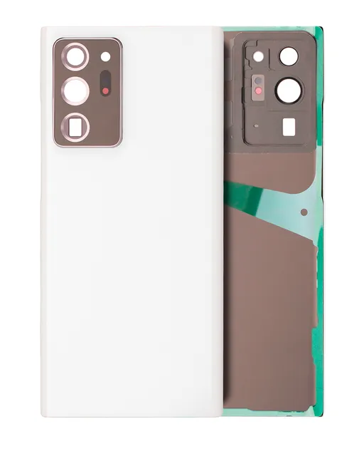 Zadní sklo se sklíčkem kamery pro Samsung Galaxy Note 20 Ultra (bez loga) (Aftermarket Plus) (Mystic White)