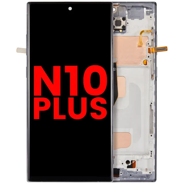 LCD displej s rámečkem (Without Fingerprint Sensor) pro Samsung Galaxy Note 10 Plus (Aftermarket Plus: Incell) (Aura Black)