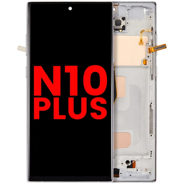 LCD displej s rámečkem (Without Fingerprint Sensor) pro Samsung Galaxy Note 10 Plus (Aftermarket Plus: Incell) (Aura Glow / Silver)