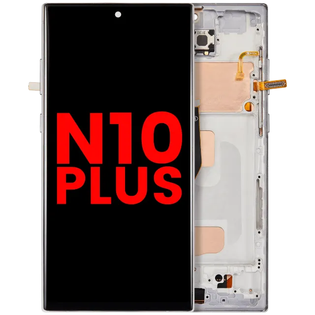 LCD displej s rámečkem (Without Fingerprint Sensor) pro Samsung Galaxy Note 10 Plus (Aftermarket Plus: Incell) (Aura White)