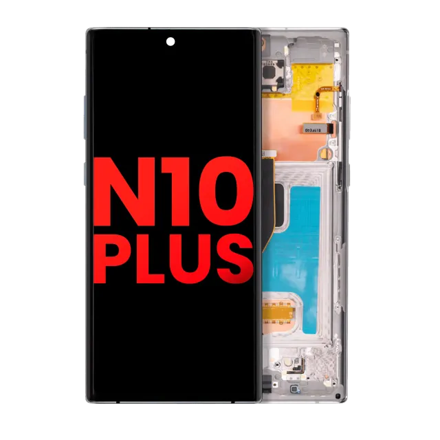 OLED displej s rámečkem pro Samsung Galaxy Note 10 Plus / 5G (Aftermarket Plus) (Aura Glow / Silver)