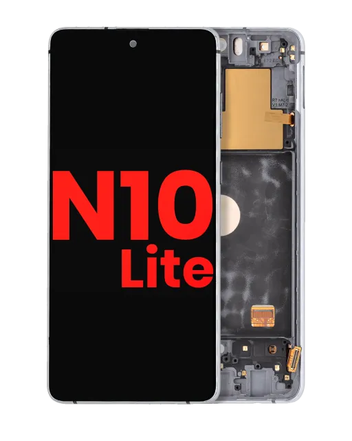 OLED displej s rámečkem pro Samsung Galaxy Note 10 Lite (Aftermarket Plus) (Aura Glow / Silver)