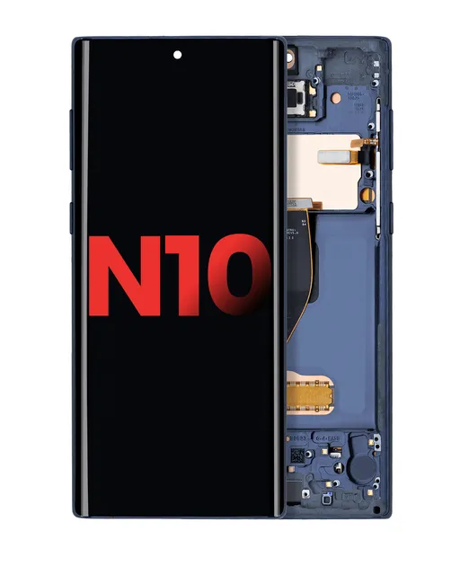OLED displej s rámečkem pro Samsung Galaxy Note 10 (Aftermarket Plus) (Aura Glow / Silver)