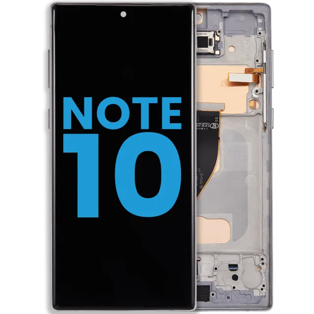 LCD displej s rámečkem (Without FingerPrint Sensor) pro Samsung Galaxy Note 10 (US & International) (Aftermarket: Incell) (Aura Glow / Silver)