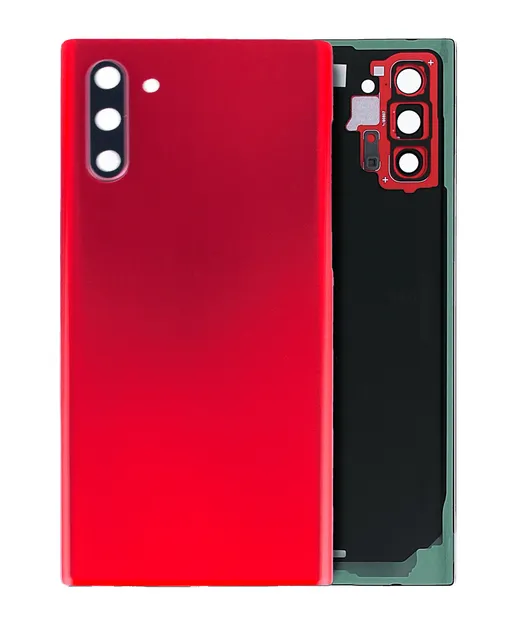 Zadní sklo se sklíčkem kamery pro Samsung Galaxy Note 10 (bez loga) (Aftermarket Plus) (Aura Red)