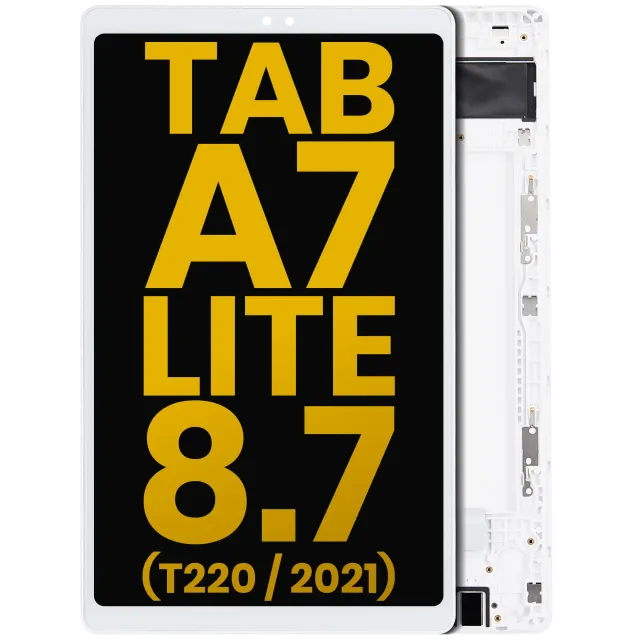 LCD displej s rámečkem pro Samsung Galaxy Tab A7 Lite 8.7" (2021) (T220) (verze WiFi) (repasovaný) (bílá)