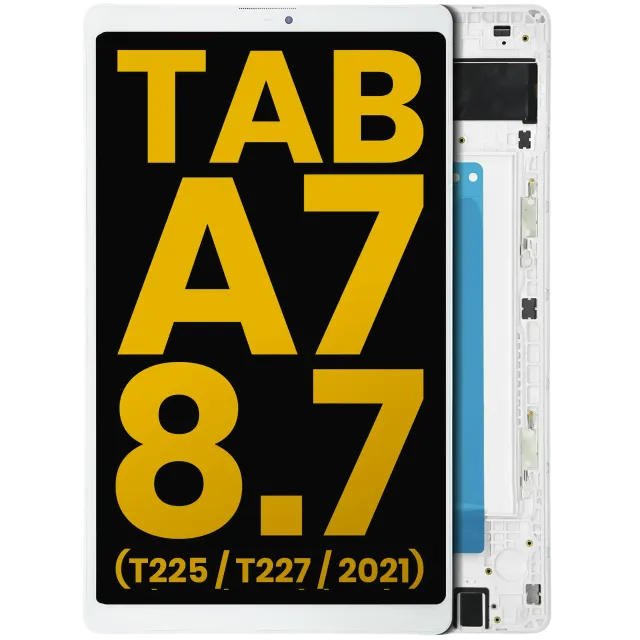 LCD displej s rámečkem pro Samsung Galaxy Tab A7 Lite 8.7" (2021) (T225 / T227) (verze Cellular) (repasovaný) (bílá)