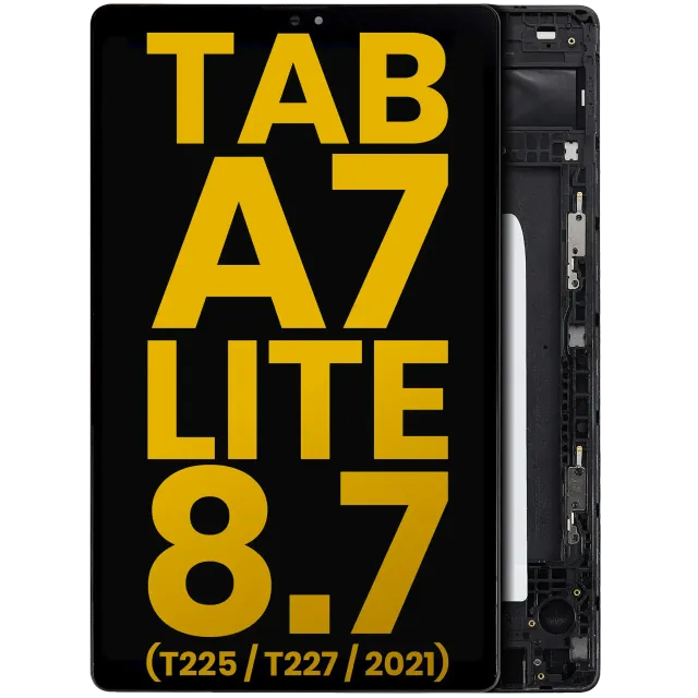 LCD displej s rámečkem pro Samsung Galaxy Tab A7 Lite 8.7" (2021) (T225 / T227) (verze Cellular) (repasovaný) (černá)