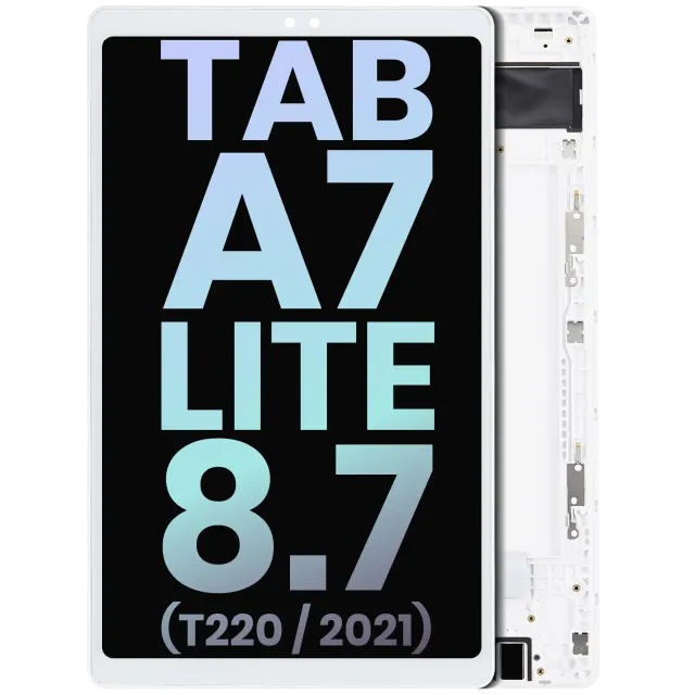 LCD displej s rámečkem pro Samsung Galaxy Tab A7 Lite 8.7" (2021) (T220) (verze WiFi) (Service Pack) (bílá)
