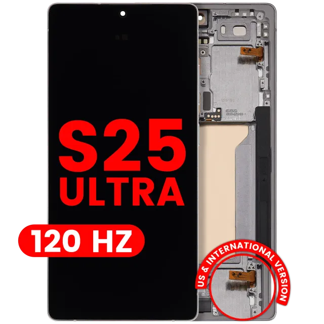 OLED displej s rámečkem pro Samsung Galaxy S25 Ultra 5G (US & International) (Aftermarket Plus) (120 Hz) (Titanium White Silver)
