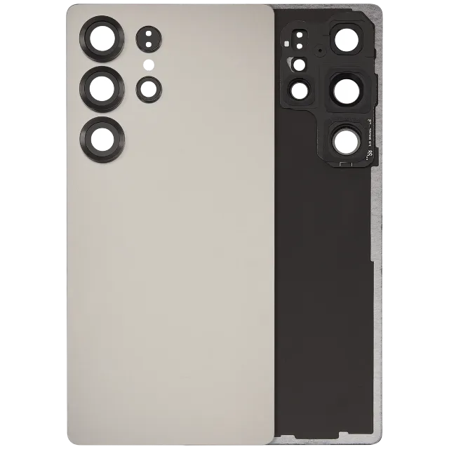 Zadní sklo se sklíčkem kamery pro Samsung Galaxy S25 Ultra 5G (bez loga) (Aftermarket Plus) (šedý titan)