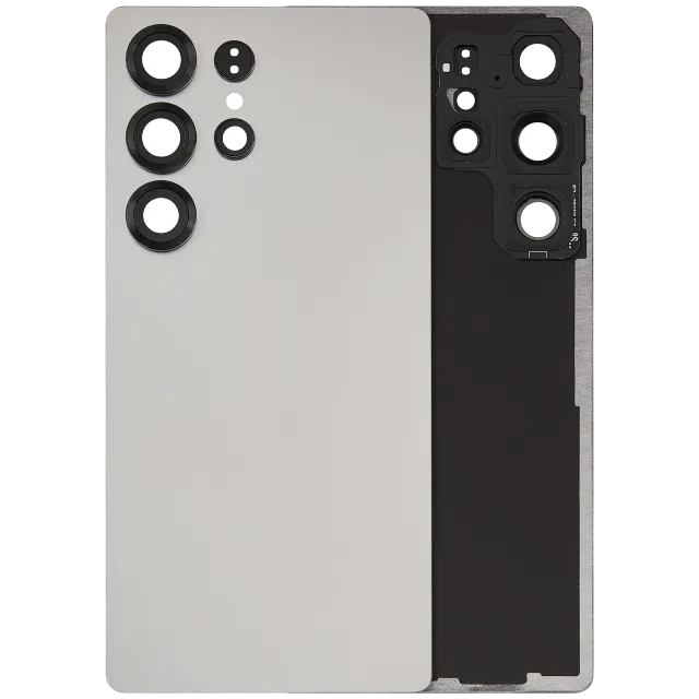 Zadní sklo se sklíčkem kamery pro Samsung Galaxy S25 Ultra 5G (bez loga) (Aftermarket Plus) (Titanium White Silver)