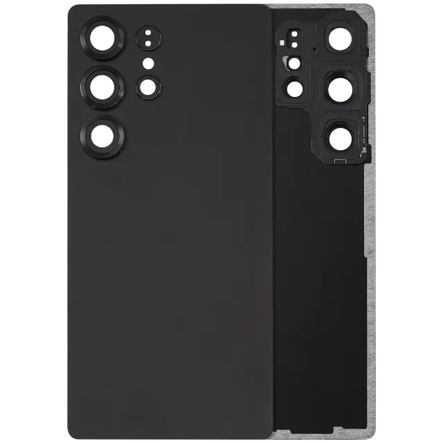 Zadní sklo se sklíčkem kamery pro Samsung Galaxy S25 Ultra 5G (bez loga) (Aftermarket Plus) (černý titan)