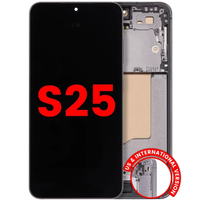OLED displej s rámečkem pro Samsung Galaxy S25 5G (US & International) (Aftermarket Plus) (Silver Shadow)
