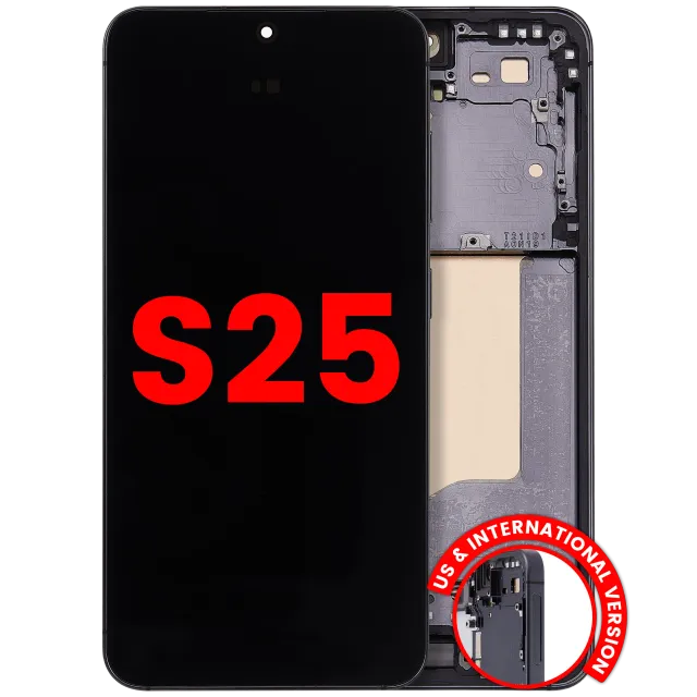 OLED displej s rámečkem pro Samsung Galaxy S25 5G (US & International) (Aftermarket Plus) (Blue Black)