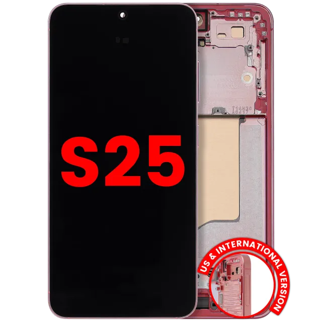 OLED displej s rámečkem pro Samsung Galaxy S25 5G (US & International) (Aftermarket Plus) (Coral Red)