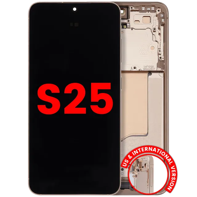 OLED displej s rámečkem pro Samsung Galaxy S25 5G (US & International) (Aftermarket Plus) (Pink Gold)