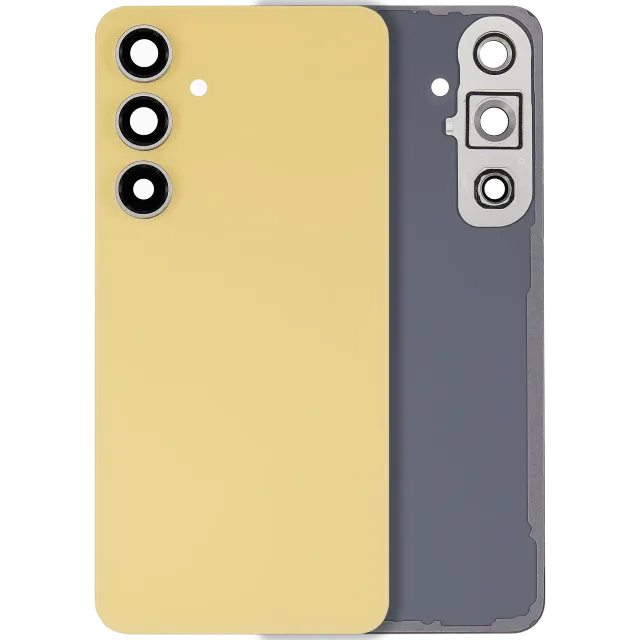 Zadní sklo se sklíčkem kamery pro Samsung Galaxy S24 FE (bez loga) (Aftermarket Plus) (žlutá)