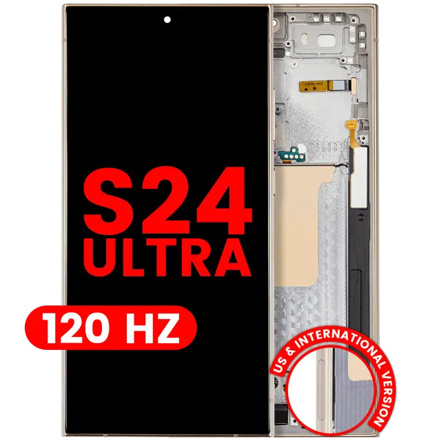 OLED displej s rámečkem pro Samsung Galaxy S24 Ultra (US & International Version) (Aftermarket Plus) (120 Hz) (žlutý titan)