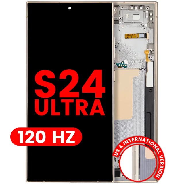 OLED displej s rámečkem pro Samsung Galaxy S24 Ultra (US & International Version) (Aftermarket Pro) (120 Hz) (žlutý titan)