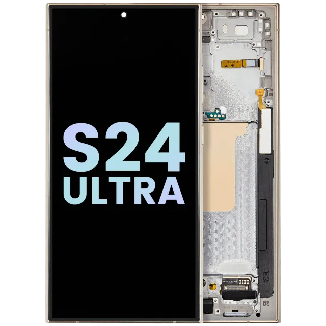 OLED displej s rámečkem pro Samsung Galaxy S24 Ultra (Service Pack) (žlutý titan)