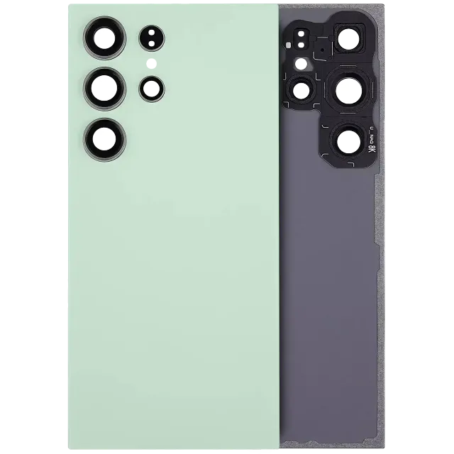 Zadní sklo se sklíčkem kamery pro Samsung Galaxy S24 Ultra 5G (bez loga) (Aftermarket Plus) (zelený titan)