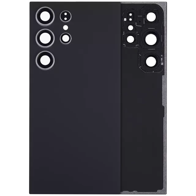 Zadní sklo se sklíčkem kamery pro Samsung Galaxy S24 Ultra 5G (bez loga) (Aftermarket Plus) (černý titan)