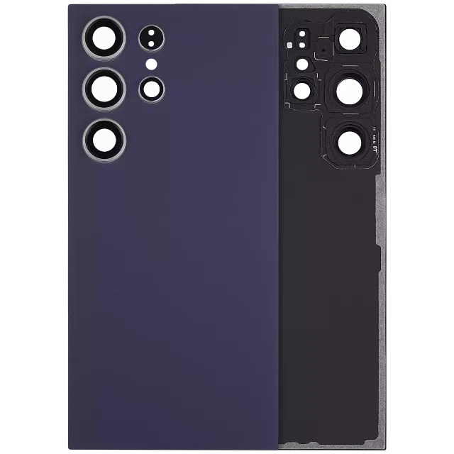 Zadní sklo se sklíčkem kamery pro Samsung Galaxy S24 Ultra 5G (bez loga) (Aftermarket Plus) (fialový titan)