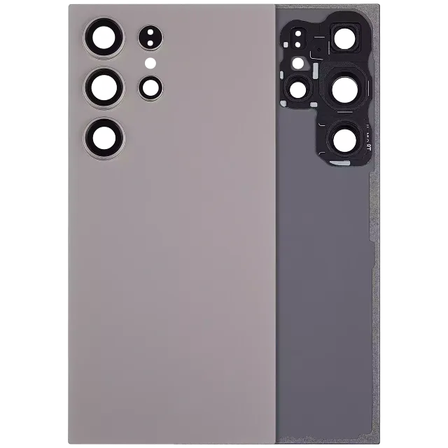 Zadní sklo se sklíčkem kamery pro Samsung Galaxy S24 Ultra 5G (bez loga) (Aftermarket Plus) (šedý titan)