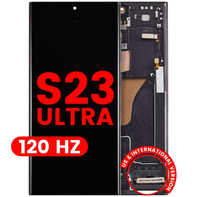 OLED displej s rámečkem pro Samsung Galaxy S23 Ultra (US & International) (Aftermarket Plus) (120 Hz) (černá)
