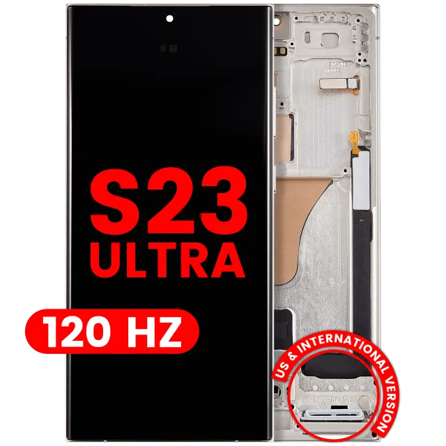 OLED displej s rámečkem pro Samsung Galaxy S23 Ultra (US & International) (Aftermarket Plus) (120 Hz) (Cream)