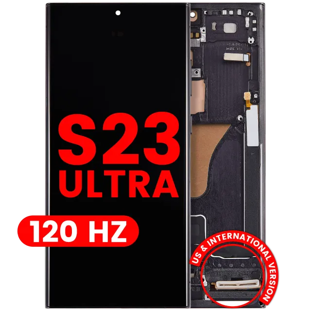 OLED displej s rámečkem pro Samsung Galaxy S23 Ultra (US & International) (Aftermarket Pro) (120 Hz) (černá)