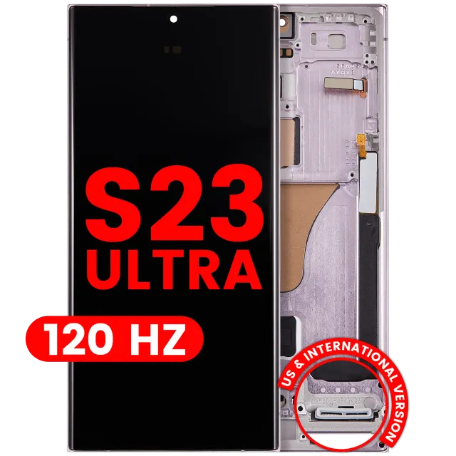 OLED displej s rámečkem pro Samsung Galaxy S23 Ultra (US & International) (Aftermarket Plus) (120 Hz) (levandulová)