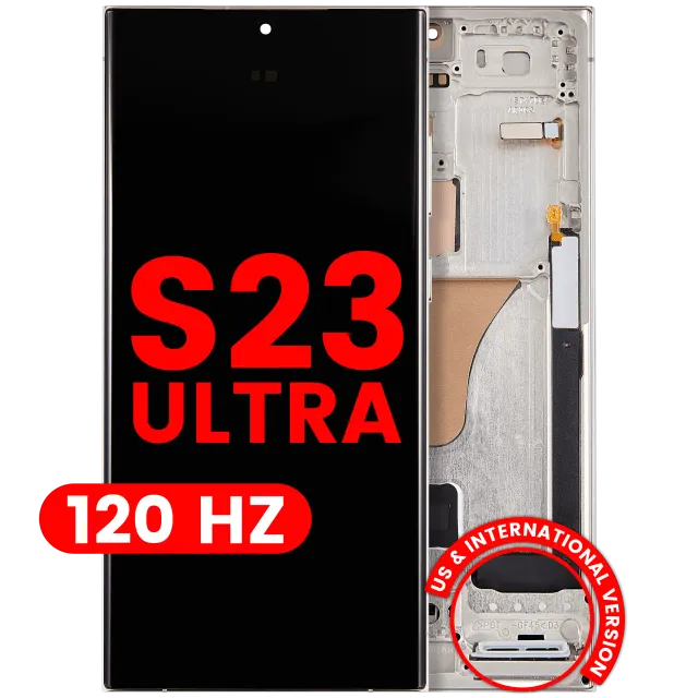 OLED displej s rámečkem pro Samsung Galaxy S23 Ultra (US & International) (Aftermarket Pro) (120 Hz) (Cream)