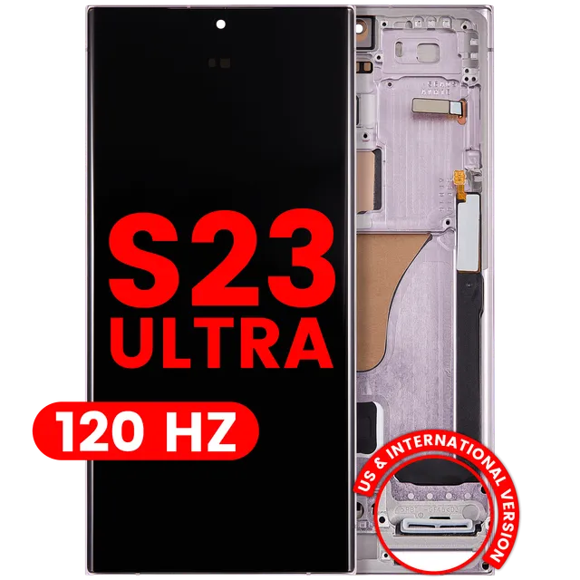 OLED displej s rámečkem pro Samsung Galaxy S23 Ultra (US & International) (Aftermarket Pro) (120 Hz) (levandulová)