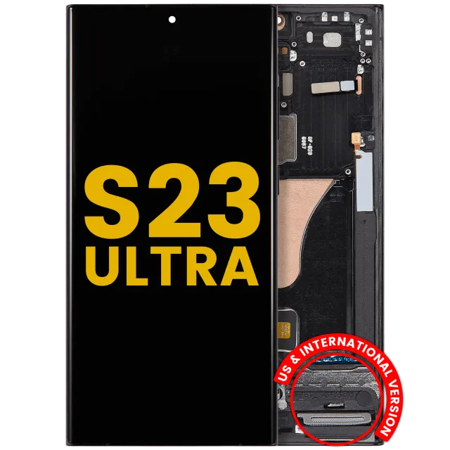 OLED displej s rámečkem pro Samsung Galaxy S23 Ultra (US & International) (repasovaný) (grafitová / červená)