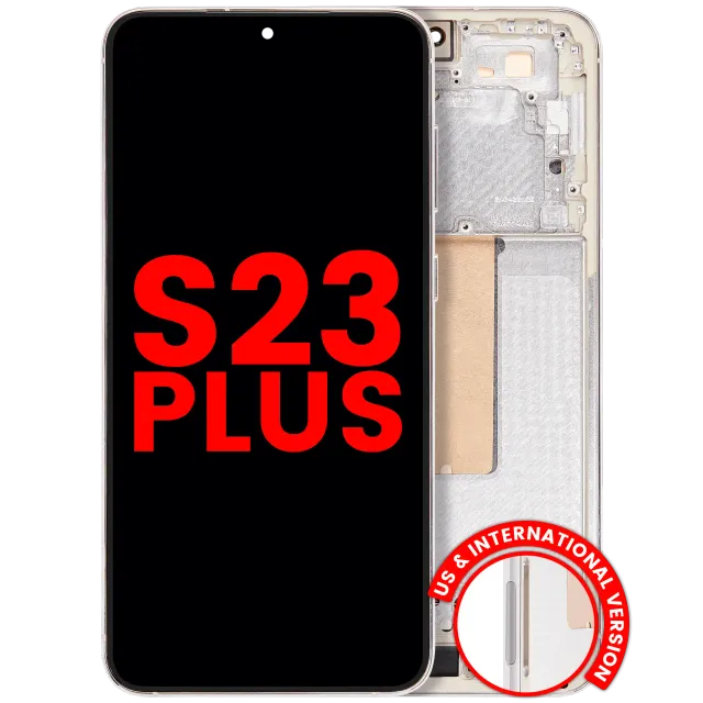 OLED displej s rámečkem pro Samsung Galaxy S23 Plus (US & International) (Aftermarket Plus) (Cream)