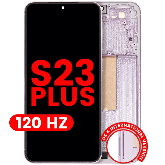 OLED displej s rámečkem pro Samsung Galaxy S23 Plus (US & International) (Aftermarket Plus) (120 Hz) (levandulová)