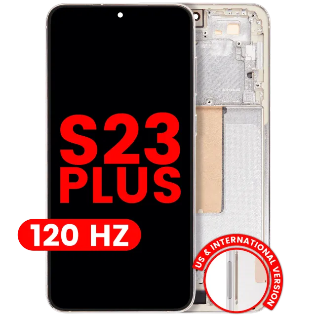 OLED displej s rámečkem pro Samsung Galaxy S23 Plus (US & International) (Aftermarket Plus) (120 Hz) (Cream)