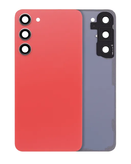 Zadní sklo se sklíčkem kamery pro Samsung Galaxy S23 Plus 5G (bez loga) (Aftermarket Plus) (oranžová)