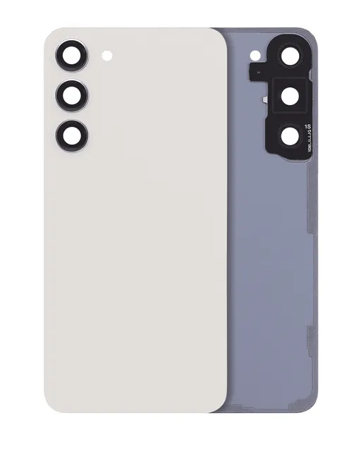 Zadní sklo se sklíčkem kamery pro Samsung Galaxy S23 Plus 5G (bez loga) (Aftermarket Plus) (Cream)