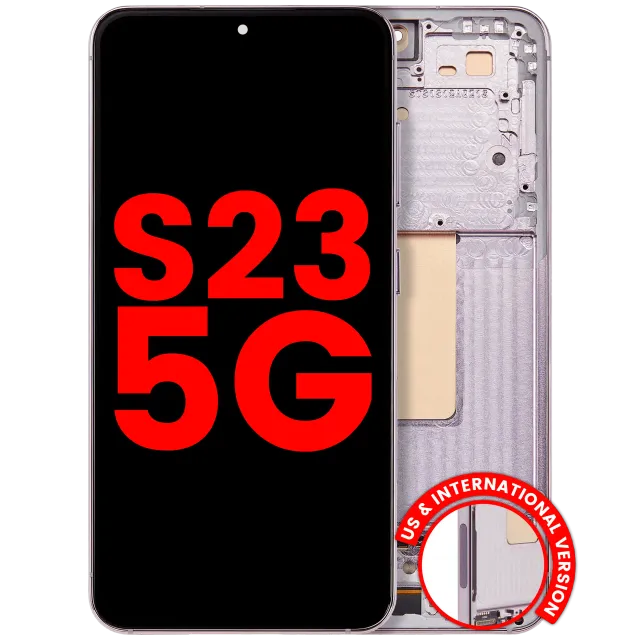 OLED displej s rámečkem pro Samsung Galaxy S23 5G (US & International) (Aftermarket Plus) (růžová / levandulová)