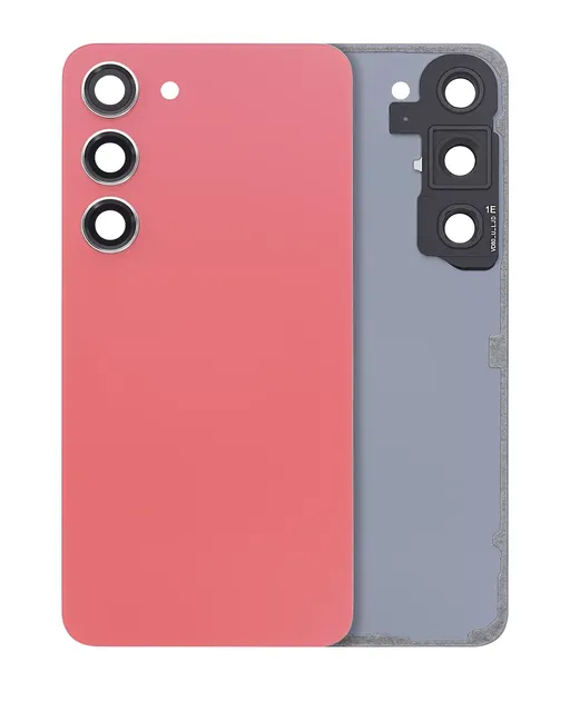 Zadní sklo se sklíčkem kamery pro Samsung Galaxy S23 5G (bez loga) (Aftermarket Plus) (oranžová)