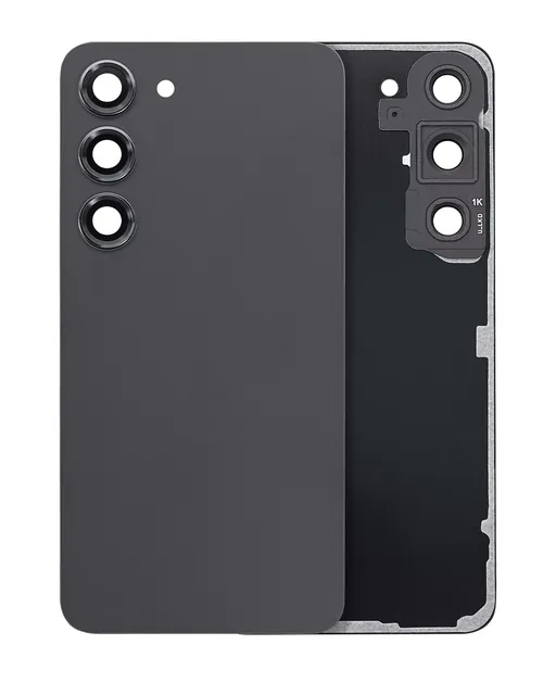 Zadní sklo se sklíčkem kamery pro Samsung Galaxy S23 5G (bez loga) (Aftermarket Plus) (černá)