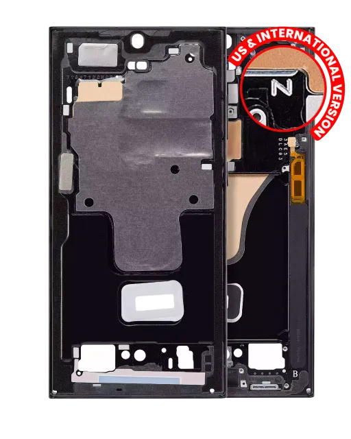 Střední rám (housing) pro Samsung Galaxy S23 Ultra 5G (US & International Version) (černá)